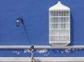 blue colonial building trujillo peru